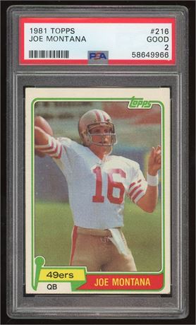 1981 Topps #216 Joe Montana RC PSA 2 GOOD