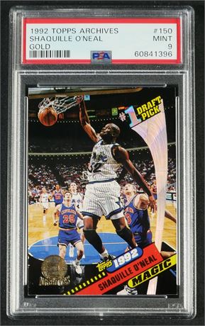 1992 Topps Archives #150 Shaquille O'Neal RC #1 Draft Pick Gold PSA 9 MINT