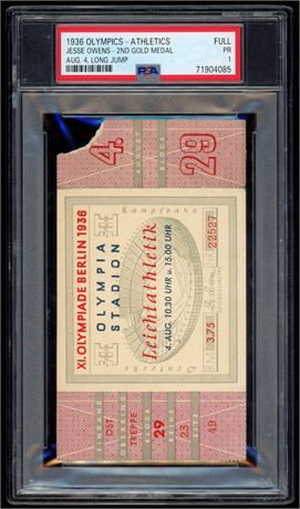 1936 Olympics-Athletics Full Jesse Owens 2nd Gold Medal Aug. 4, Long Jump PSA 1