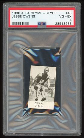 1936 ALFA OLYMP-SKYLT #43 Jesse Owens RC PSA 4 VGEX