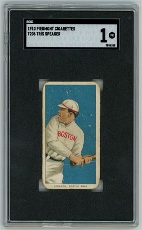 1909-11 T206 Piedmont Tris Speaker HOF SGC 1 POOR