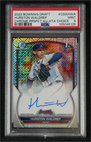 2023 1st Bowman Chrome Draft Hurston Waldrep RC On Card Auto 108/150 PSA 9 MINT