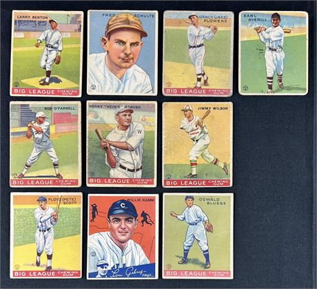 1933-34 Goudey Baseball Lot (10) GOOD to VG