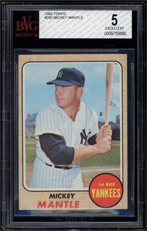 1968 Topps #280 Mickey Mantle BVG 5 EX
