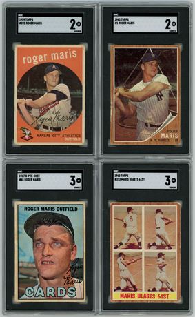 1959-1967 Topps/O-Pee-Chee Roger Maris SGC Graded Lot (4)