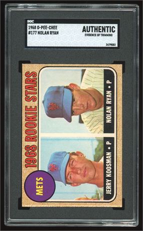 1968 O-Pee-Chee #177 Nolan Ryan RC SGC Authentic (Trimmed)