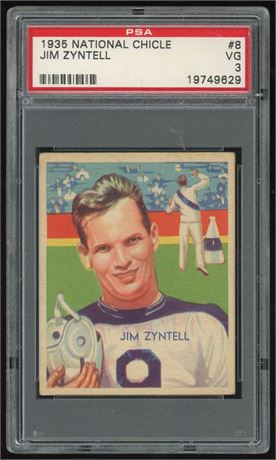 1935 National Chicle #8 Jim Zyntell RC PSA 3 VG