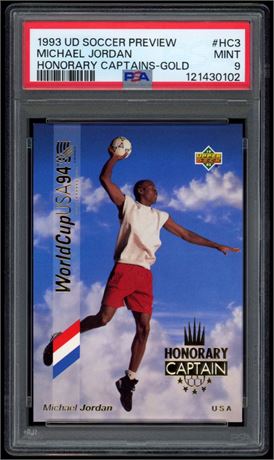 1993 UB Soccer Preview Michael Jordan Honorary Captain-Gold PSA 9