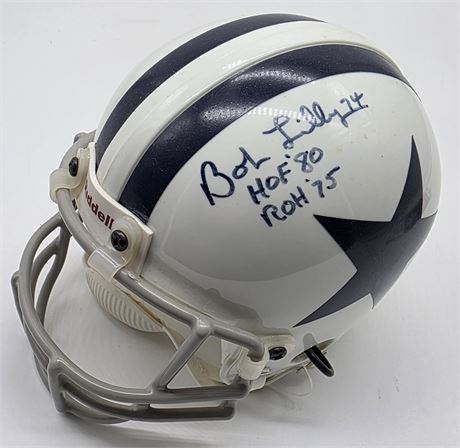 Bob Lilly Signed Dallas Cowboys Throwback Mini Helmet w/ Inscriptions JSA