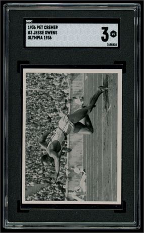 1936 Pet Cremer #3 Jesse Owens Olympia 1936 SGC 3 VG