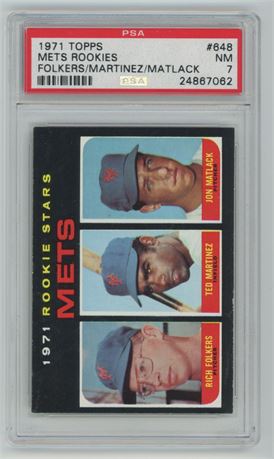 1971 Topps #648 Mets Rookies - Rich Folkers/Ted Martinez/Jon Matlack SP PSA 7 NM