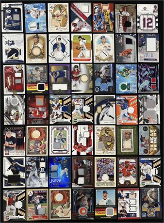Baseball Patch/Relic Lot (49) w/ 15 #'d cards/Tatis Jr/Carroll/Acuna Jr/+ More