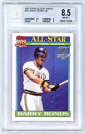 1991 Topps Desert Shield #401 Barry Bonds AS BGS 8.5 NMMT+