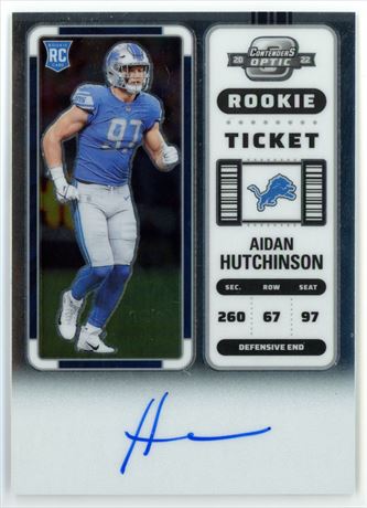 2022 Panini Contenders Optic #102 Aidan Hutchinson Rookie Ticket On Card Auto