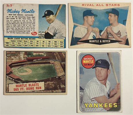 1960-1969 Mickey Mantle Lot (4) VG