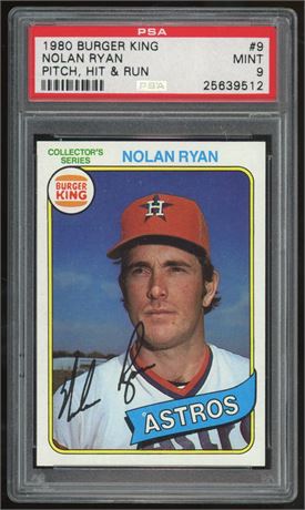 1980 Burger King #9 Nolan Ryan Pitch, Hit, & Run PSA 9 MINT Only 8 Higher