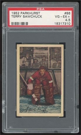 1952 Parkhurst #86 Terry Sawchuk (Name Misspelled as Sawchuck) HOF PSA 4.5 VGEX+
