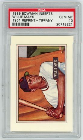 1989 Bowman Inserts Willie Mays 1951 Reprint Tiffany PSA 10 GEM MINT Pop 11