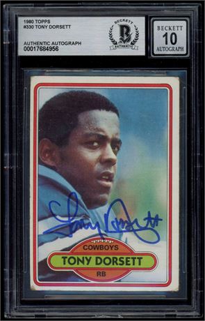 1980 Topps #330 Tony Dorsett BGS Authentic Auto 10