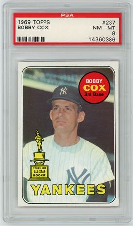 1969 Topps #327 Bobby Cox RC PSA 8 NMMT