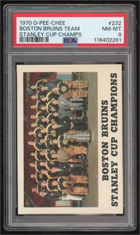 1970 O-Pee-Chee #232 Boston Bruins Team Stanley Cup Champs PSA 8 NMMT