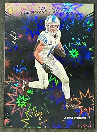 2024 Panini Prestige #98 Amon-Ra St. Brown Xtra Points Fireworks 1/1