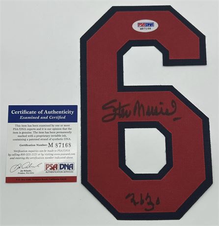 Stan Musial Autographed Jersey Number 6 (5x8) PSA
