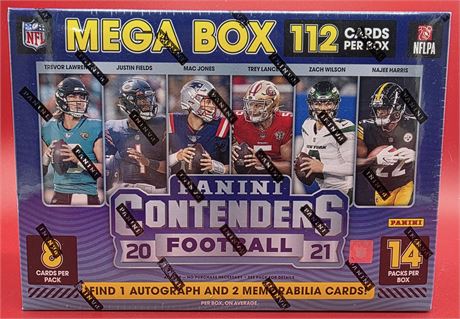 2021 Panini Contenders Football Sealed Mega Box (112 Cards) 1 Auto Average