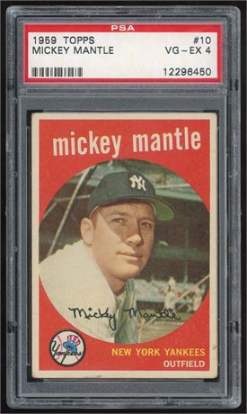 1959 Topps #10 Mickey Mantle PSA 4 VGEX DEAD CENTERED
