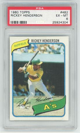 1980 Topps #482 Rickey Henderson RC PSA 6 EXMT