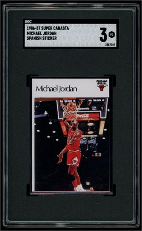 1986 Super Canasta Michael Jordan Spanish Sticker SGC 3 VG