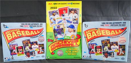 2022-2023 Topps Archives Baseball Hobby Box Lot (3) Factory Sealed (One Damage)