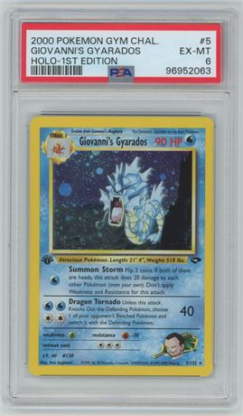 2000 Pokemon Gym Challenge #5 Giovanni's Gyarados 1st Edition Holo PSA 6 EXMT