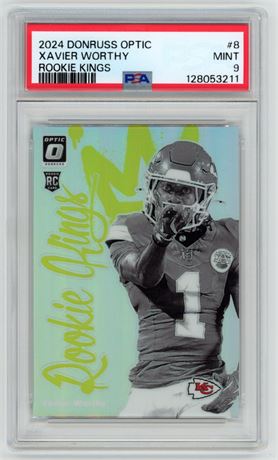 2024 Panini Donruss optic #8 Xavier Worthy Rookie Kings Case Hit PSA 9 MINT