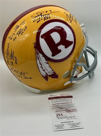 Redskins QB's Multi-Signed Full Size Speed Replica Helmet JSA (READ)