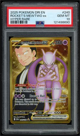 2025 Pokemon DRI EN #240 Rocket's Mewtwo ex Hyper Rare PSA 10 GEM MINT