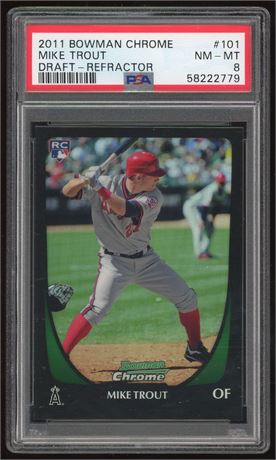 2011 Bowman Chrome #101 Mike Trout RC Draft Refractor PSA 8 NMMT