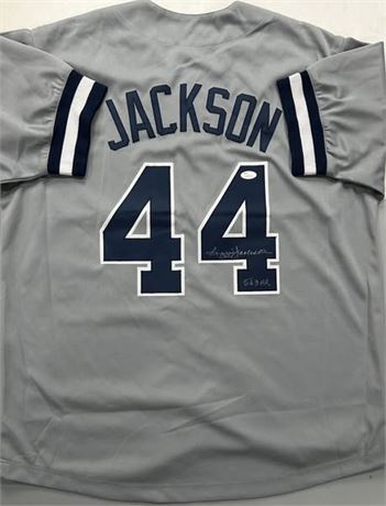 Reggie Jackson Signed "Mr. October" Gray XL Jersey w/ "563 HR" Inscription JSA