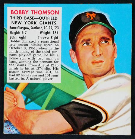 1952 Red Man Bobby Thomson No Tab Hand-Cut VG