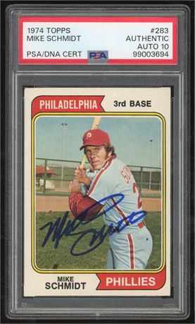 1974 Topps #283 Mike Schmidt Auto PSA AUTH AUTO 10