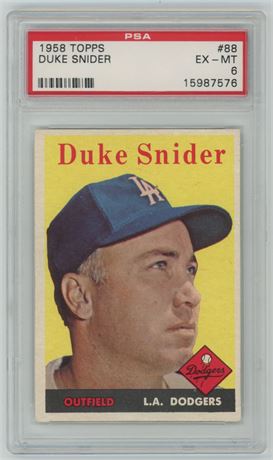 1958 Topps #88 Duke Snider PSA 6 EXMT