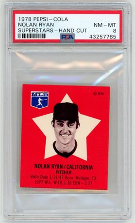 1978 Pepsi-Cola Nolan Ryan Superstars - Hand Cut PSA 8 NMMT Pop 16