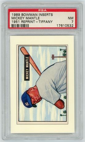 1989 Bowman Inserts Mickey Mantle 1951 Reprint Tiffany PSA 7 NM