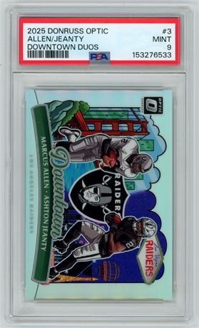 2025 Panini Donruss Optic #3 Allen/Jeanty Downtown Duos PSA 9 MINT SSP Case Hit