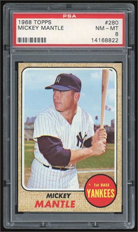 1968 Topps #280 Mickey Mantle PSA 8 NMMT