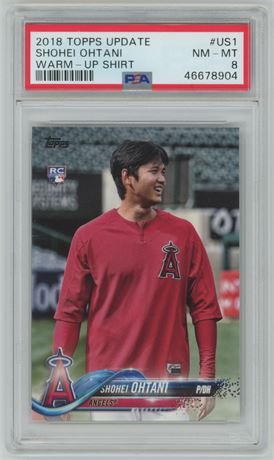 2018 Topps Update Shohei Ohtani RC SP Warm-Up Shirt PSA 8 NMMT