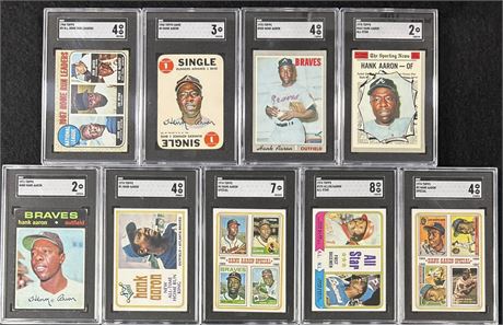 1968-74 Hank Aaron SGC Graded Lot (9)