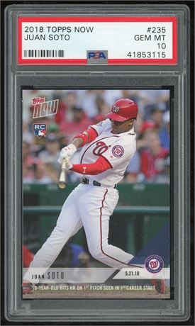 2018 Topps Now #235 Juan Soto RC PSA 10 GEM MINT