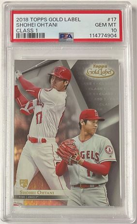 2018 Topps Gold Label #17 Shohei Ohtani RC Class 1 PSA 10 GEM MINT