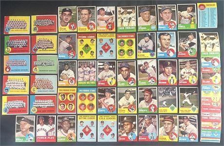 1963 Topps Baseball Star Lot (75) w/ Aaron, Mantle + Uecker Blank Back VGEX AVG